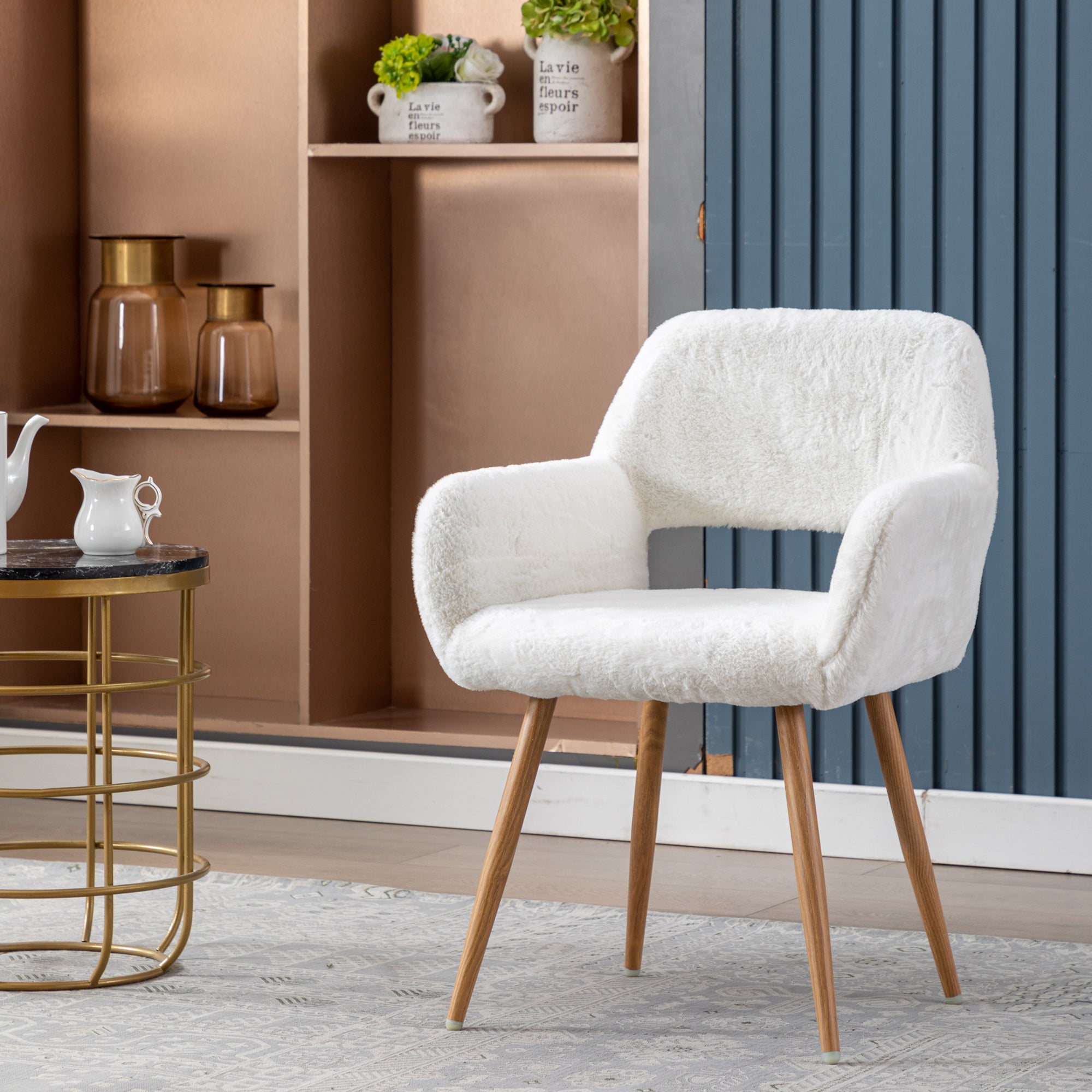 Mid-Century Faux Fur Dining Chairs